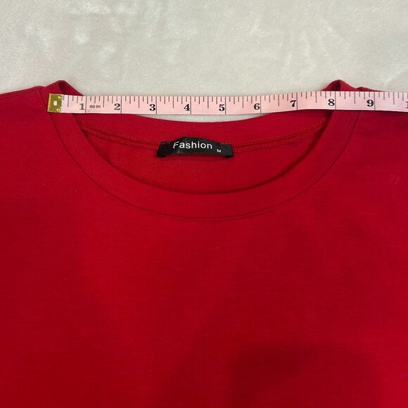 Fashion Red Flutter Sleeve T Shirt Women Medium - Picture 10 of 12